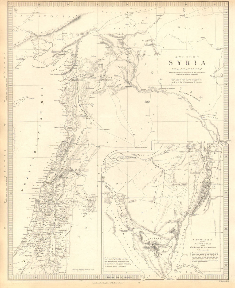 ANCIENT SYRIA. Levant; Sinai.wanderings of the Israelites. SDUK 1848 old map