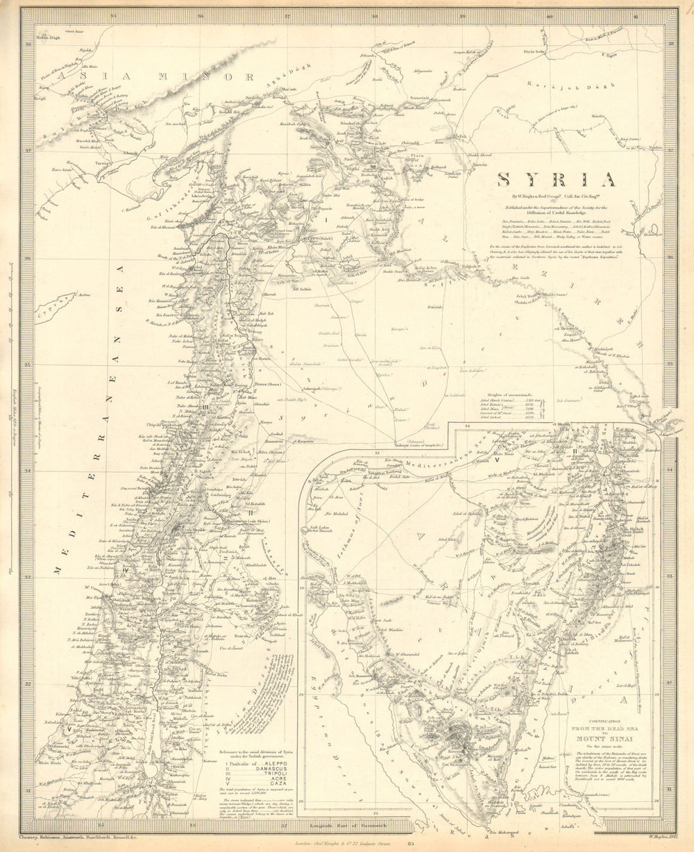 LEVANT. Syria (Modern) ; inset from the Dead Sea to Mount Sinai. SDUK 1848 map