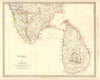 SOUTH INDIA & CEYLON (SRI LANKA) . Carnatic Travancore Kochi. SDUK 1848 map