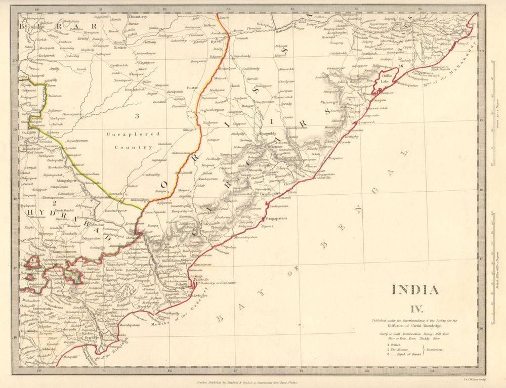 INDIA. Cicars; Mouths of the Godavery. Berar; Hyderabad. Orissa. SDUK 1848 map