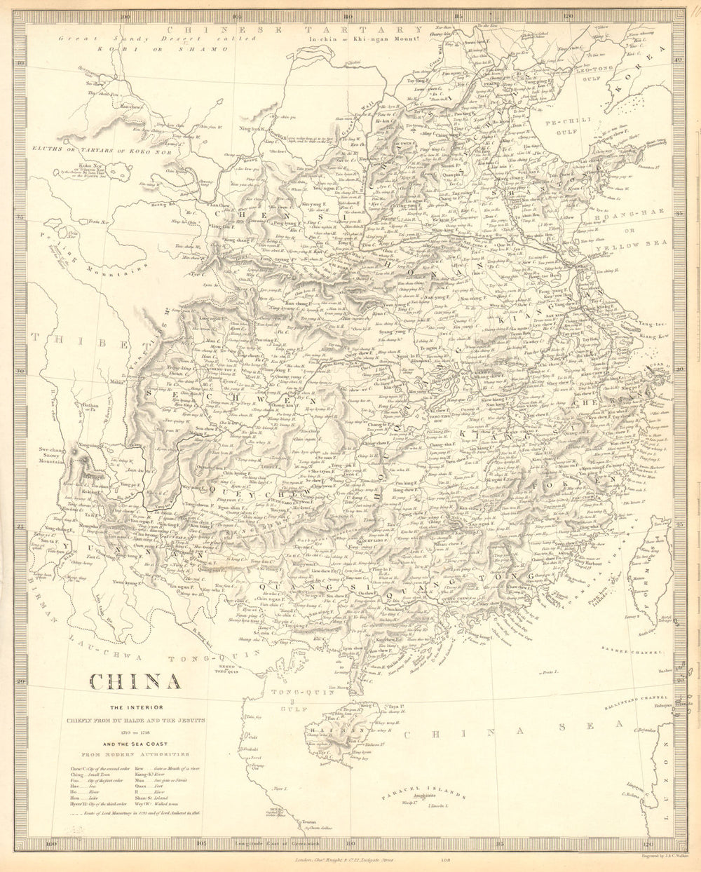 CHINA.From Du Halde Jesuits McCartney Kyaikkami. Formosa Taiwan.SDUK 1848 map