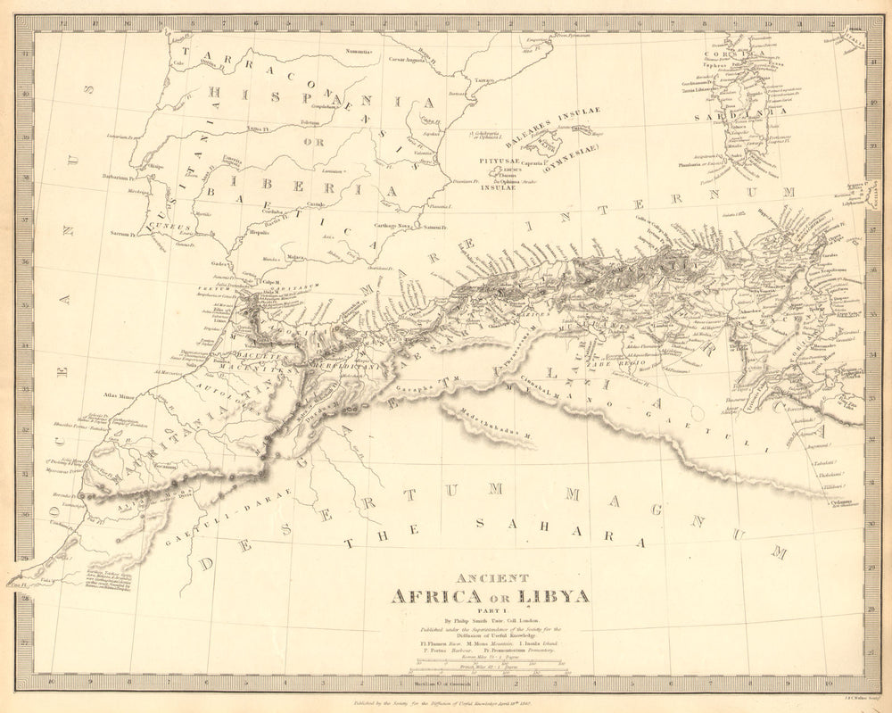 ANCIENT NORTH AFRICA.Mauritania Byzacium.Morocco Algeria Tunisia.SDUK 1848 map