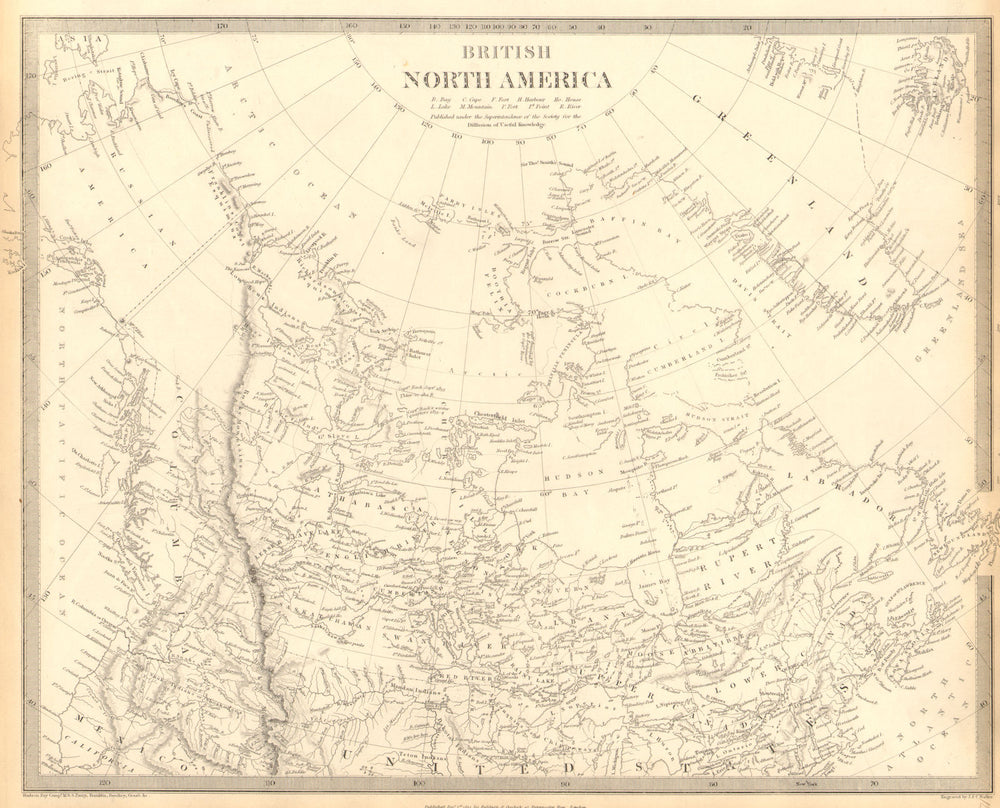 BRITISH NORTH AMERICA. Canada pre Oregon Treaty. Russian America.SDUK 1848 map