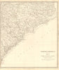 USA. Coastal North & South Carolina. Charleston.Cape Hatteras. SDUK 1848 map