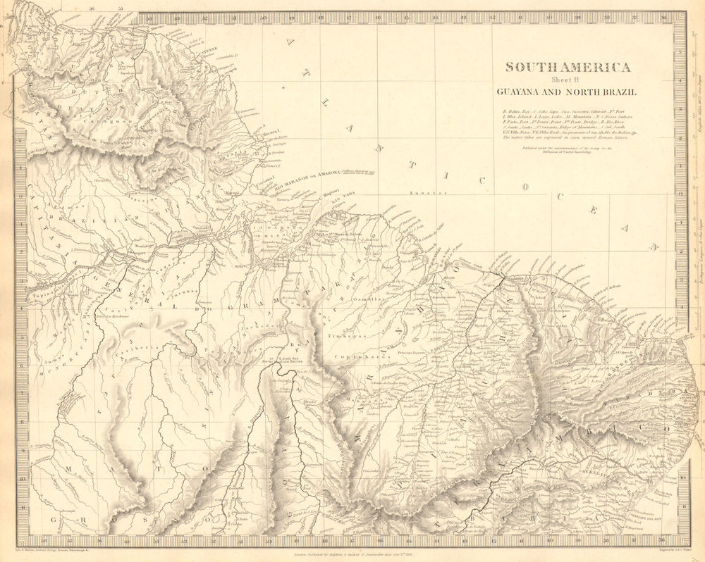 AMAZONIA. Showing Indian tribes. Guyana Surinam Brazil. Recife. SDUK 1848 map