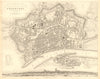 FRANKFURT AM MAIN. Antique town city map plan. Panorama.am Mayn. SDUK 1848