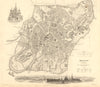 MOSCOW MOSKAU Москва. Antique town city map plan & panorama. SDUK 1848 old