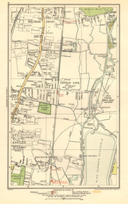 ENFIELD. Lock, Wash, Highway; Waltham Cross, Brimsdown, Freezy Water 1923 map