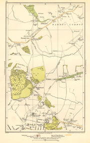 LONDON. Arkley, Barnet Gate, Highwood Hill, Mill Hill 1923 old antique map