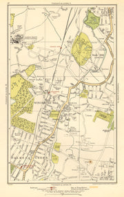 SOUTHGATE. Winchmore Hill, Grange Park, Palmers Green, Bush Hill 1923 old map
