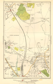 HENDON. The Hyde, Mill Hill, Colindale, Edgware, Southfields 1923 old map
