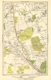 FINCHLEY. Fortis Green, Friern Barnet, Muswell Hill, Fallow Corner 1923 map