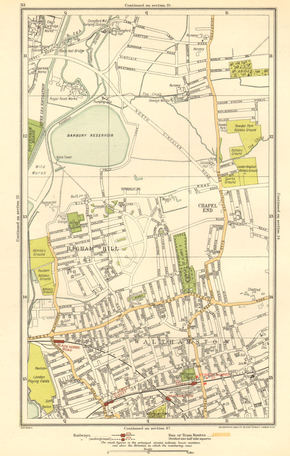 LONDON. Chapel End, Higham Hill, Walthamstow, Black Horse Road 1923 old map