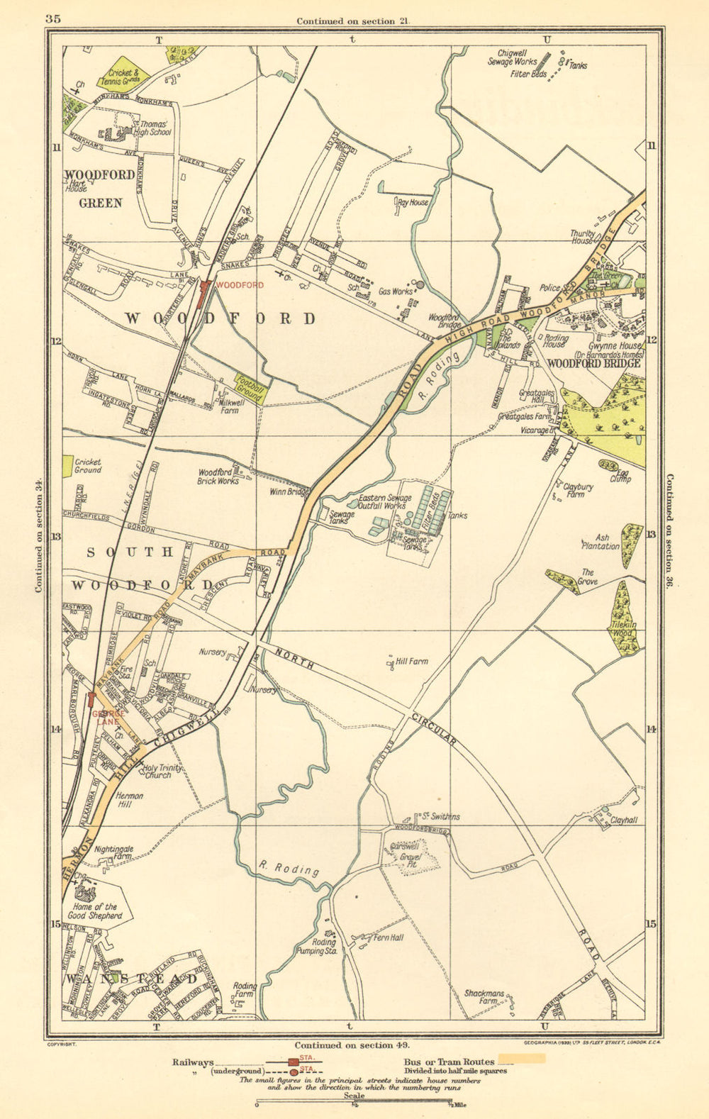 LONDON. South Woodford, Woodfood Bridge, Wanstead, Redbridge, Ilford 1923 map