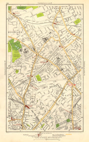 HOLLOWAY.Crouch End,Tufnell Park,Highgate,Kentish Town,Dartmouth Park 1923 map