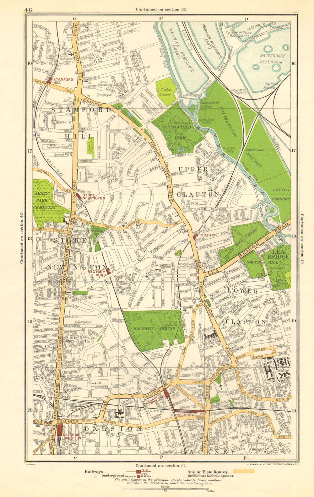 STOKE NEWINGTON. Dalston, Clapton, Stamford Hill, Upper Clapton 1923 old map