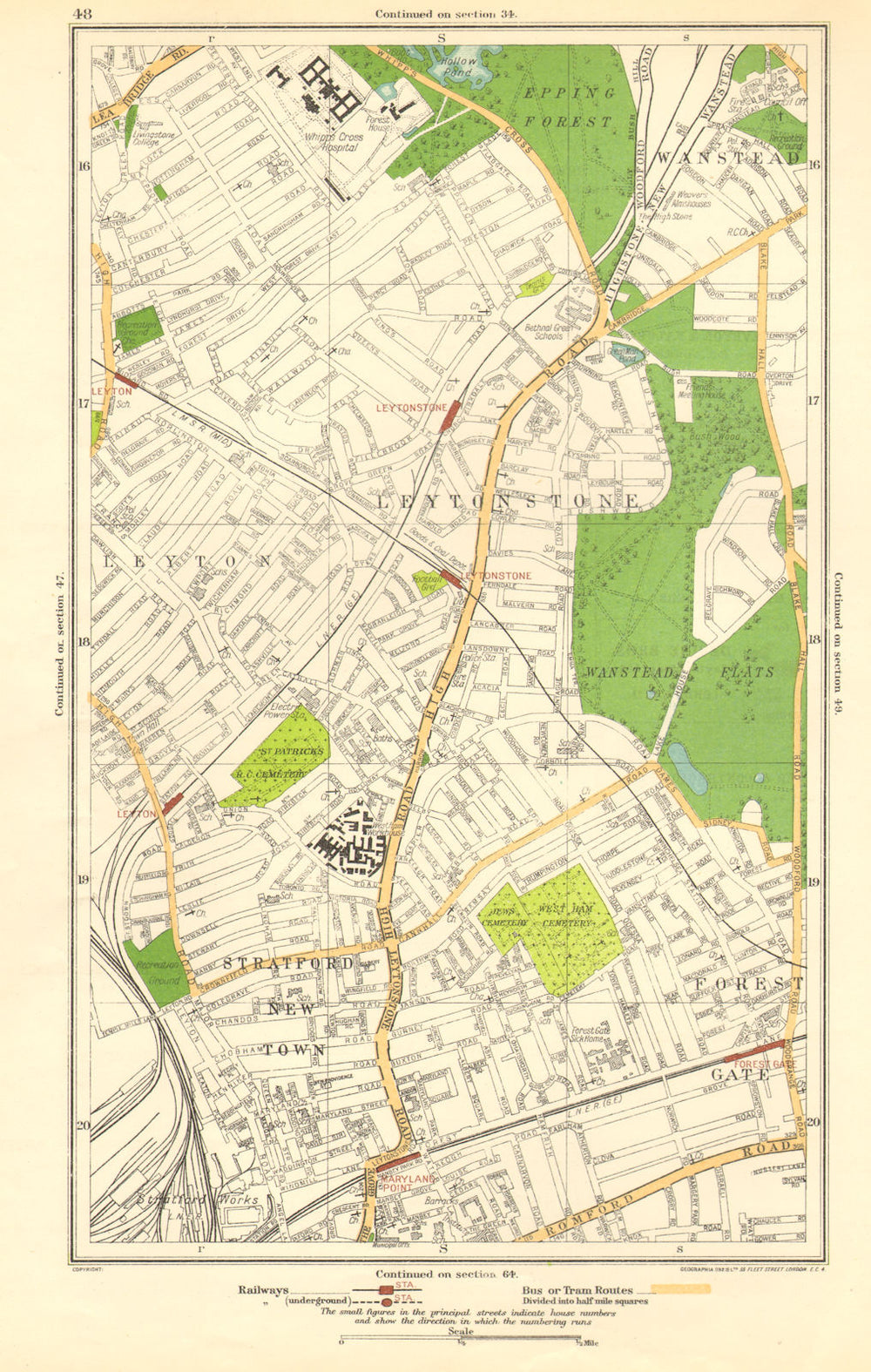 LEYTON LEYTONSTONE. Forest Gate, Stratford, Wanstead, Woodgrange Park 1923 map