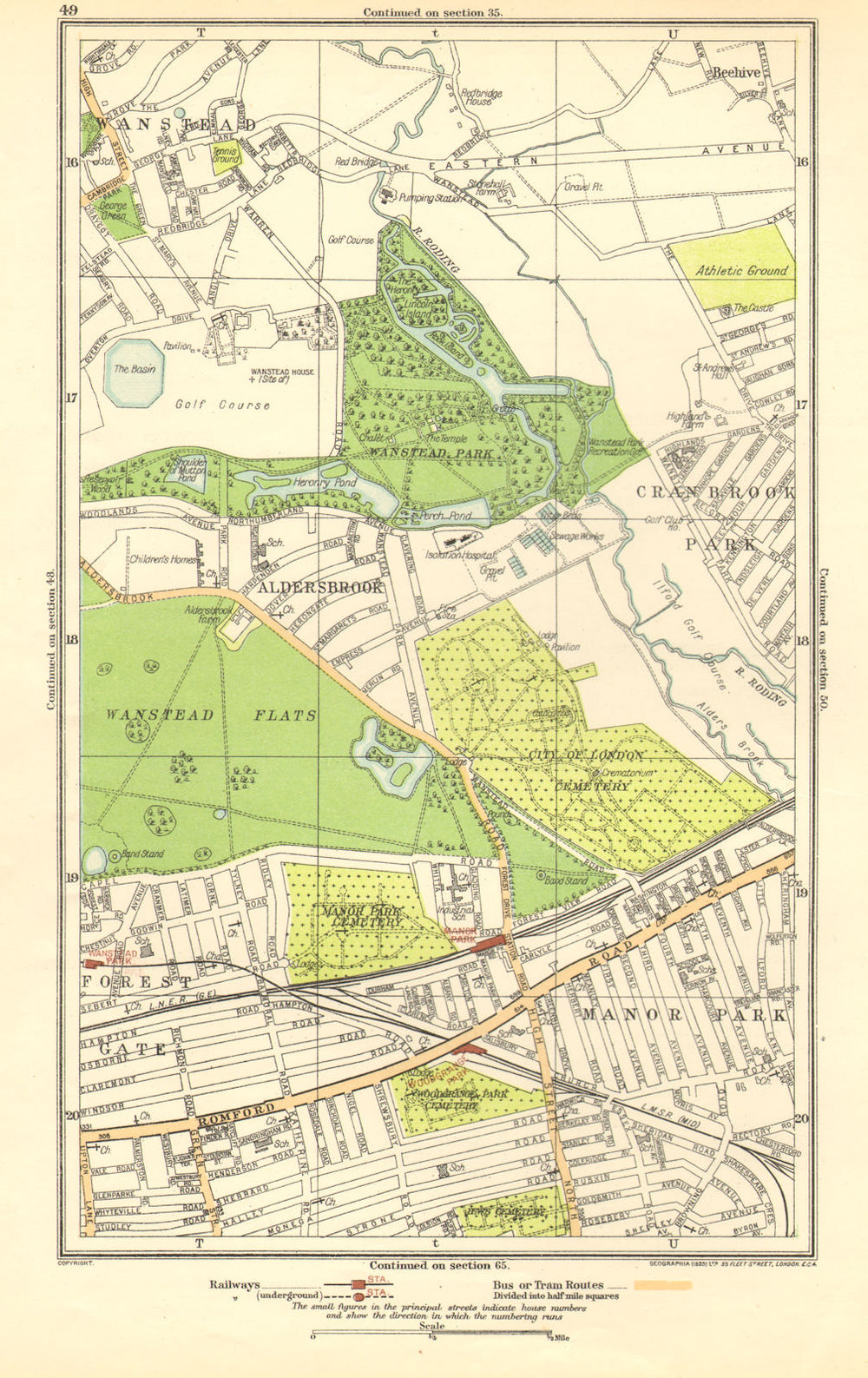 LONDON. Aldersbrook,Manor Park,Stoke Newington,Beehive,Newbury Park 1923 map