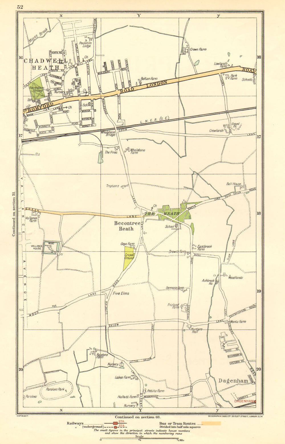 ROMFORD. Chadwell Heath, Becontree, Dagenham, Valence Park 1923 old map