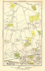 GREENFORD.Perivale,West Ealing,Hanwell,Elthorne Heights,Drayton Green 1923 map