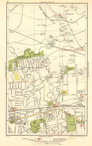 LONDON.Alperton,Brentham,North West Ealing Common Broadway,Park Royal 1923 map