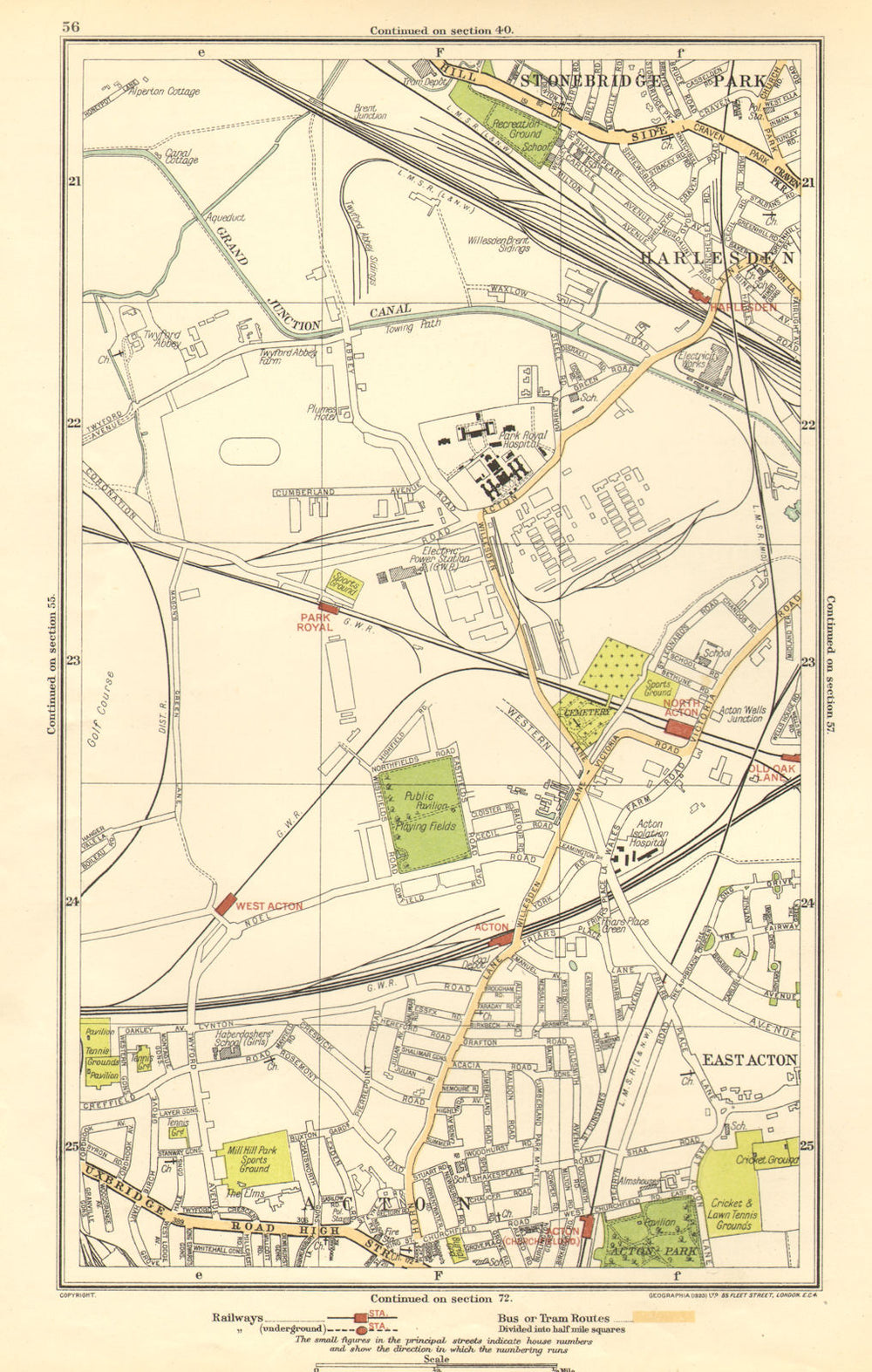 ACTON. Park Royal, Stonebridge Park, Harlesden, Old Oak Lane 1923 map