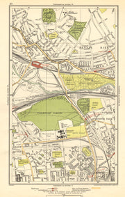 KENSAL. Green/Rise; Acton,Harlesden,Shepherd's Bush,Brondesbury Park 1923 map