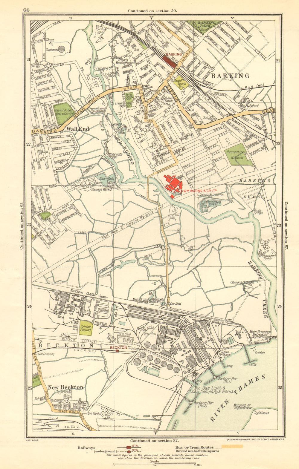 LONDON. Barking, Beckton, Cyprus, New Beckton, Wall End 1923 old antique map