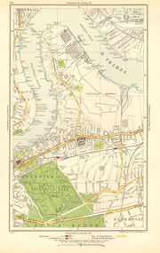 GREENWICH. Blackwall, Cubitt Town, Silvertown, Kidbrooke, Maze Hill 1923 map