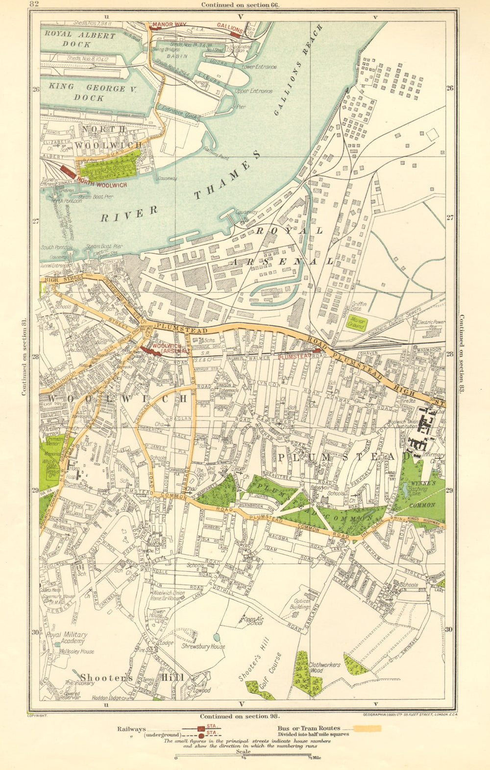 LONDON. North Woolwich,Plumstead,Gallions,Manor Way,Woolwich Arsenal 1923 map