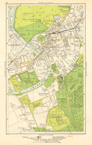 LONDON. Ham, Petersham, Richmond, Richmond Hill, St Margaret's 1923 old map
