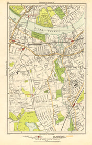 WANDSWORTH. Putney,Southfields,Parson's Green,Earlsfield,West Hill 1923 map