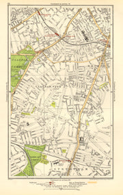 LONDON. Brixton, Clapham, Clapham Park, Stockwell, Wandsworth Road 1923 map