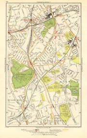 LONDON. Dulwich,Herne Hill,Tulse Hill,Brixton,Stockwell,Denmark Hill 1923 map