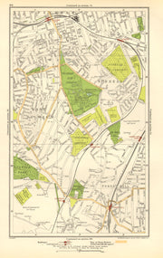 LONDON. East Dulwich, Forest Hill, Nunhead, Peckham Rye, Honor Oak 1923 map