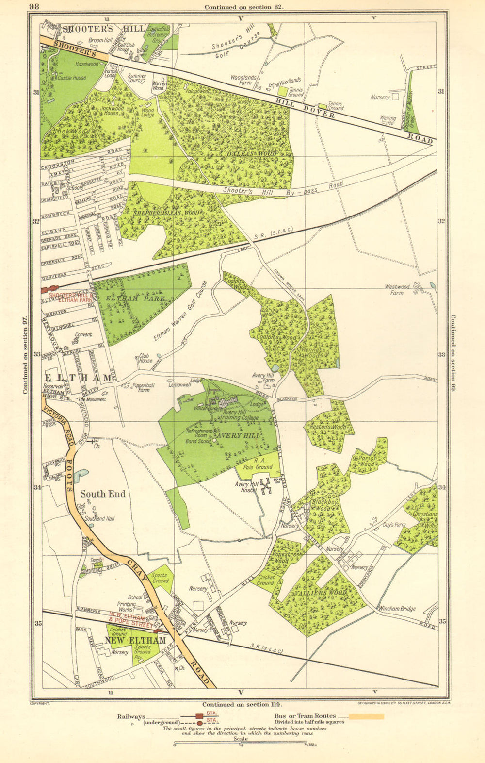 LONDON. New Eltham,Shooter's Hill,South End,Eltham Park,Pope Street 1923 map