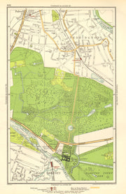 SURREY. East Molesey, Teddington, Fulwell, Hampton Court, Bushy Park 1923 map