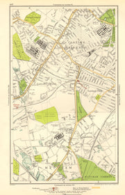 MITCHAM. Collier's Wood, Tooting Graveney, Furzedown, Eastfields 1923 old map