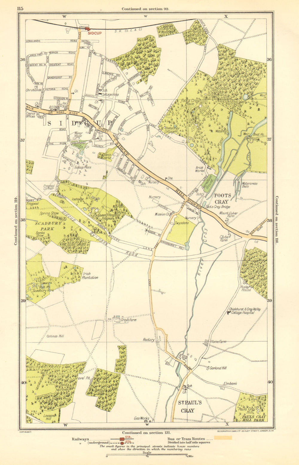SIDCUP.Foots Cray, St Paul's Cray, Queen's Hospital Frognal(Q Mary's) 1923 map
