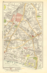 LONDON. City. Tower, Liverpool Street, Bishopsgate 1923 old antique map chart