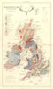 BRITISH ISLES. Palaentological and Geological Map 1850 old antique chart