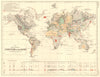 WORLD. Geological structure according to Ami Boue. Principal mountains 1850 map