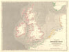 BRITISH ISLES. Tidal chart. High water. Sea depth. Atlantic North Sea 1850 map