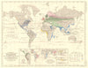 WORLD. Cultivated foods/plant distribution. Isotheres & isochimenes 1850 map