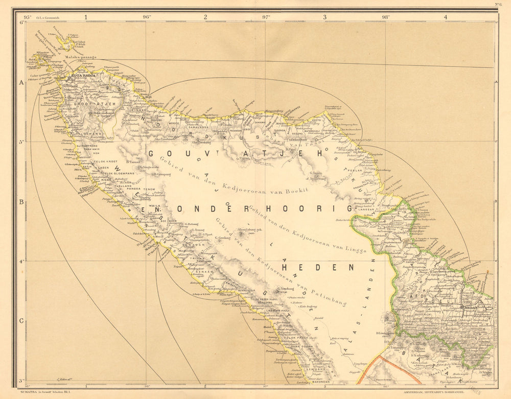 DUTCH EAST INDIES. Indonesia. N SUMATRA. Banda Aceh.Medan.DORNSEIFFEN 1892 map
