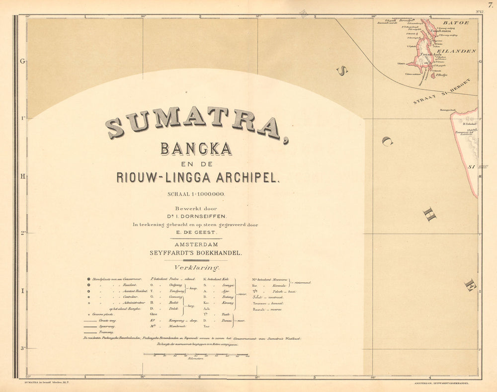 DUTCH EAST INDIES.Indonesia.SUMATRA.Batu islands.Siberut.DORNSEIFFEN 1892 map