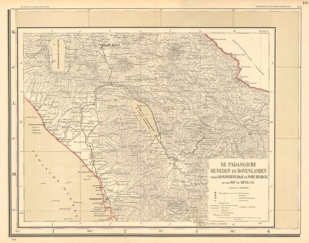 DUTCH EAST INDIES.SUMATRA.Padang Bukittingi Fort de Kock. DORNSEIFFEN 1892 map