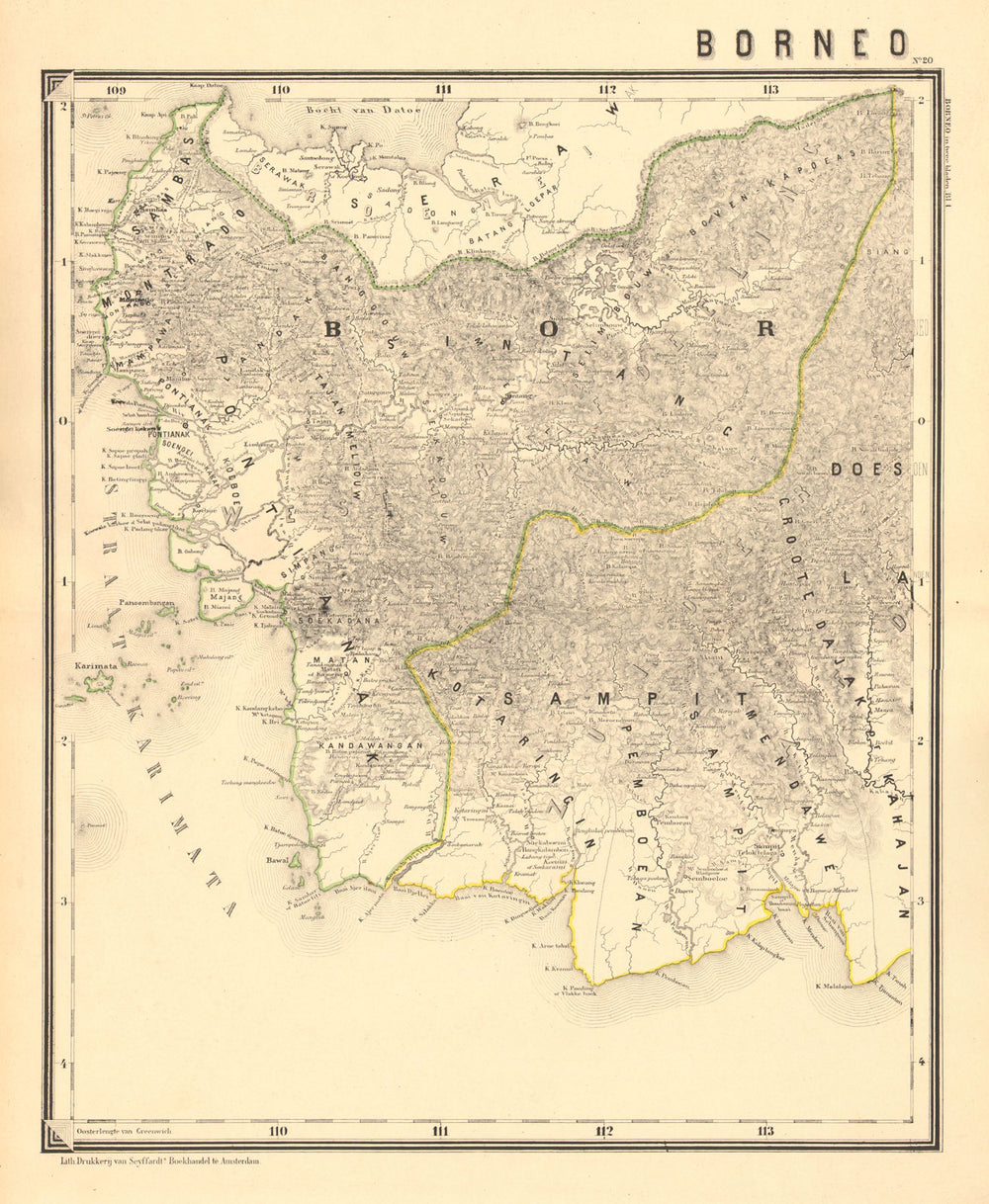 DUTCH EAST INDIES.Indonesia.BORNEO West Kalimantan Barat. DORNSEIFFEN 1892 map