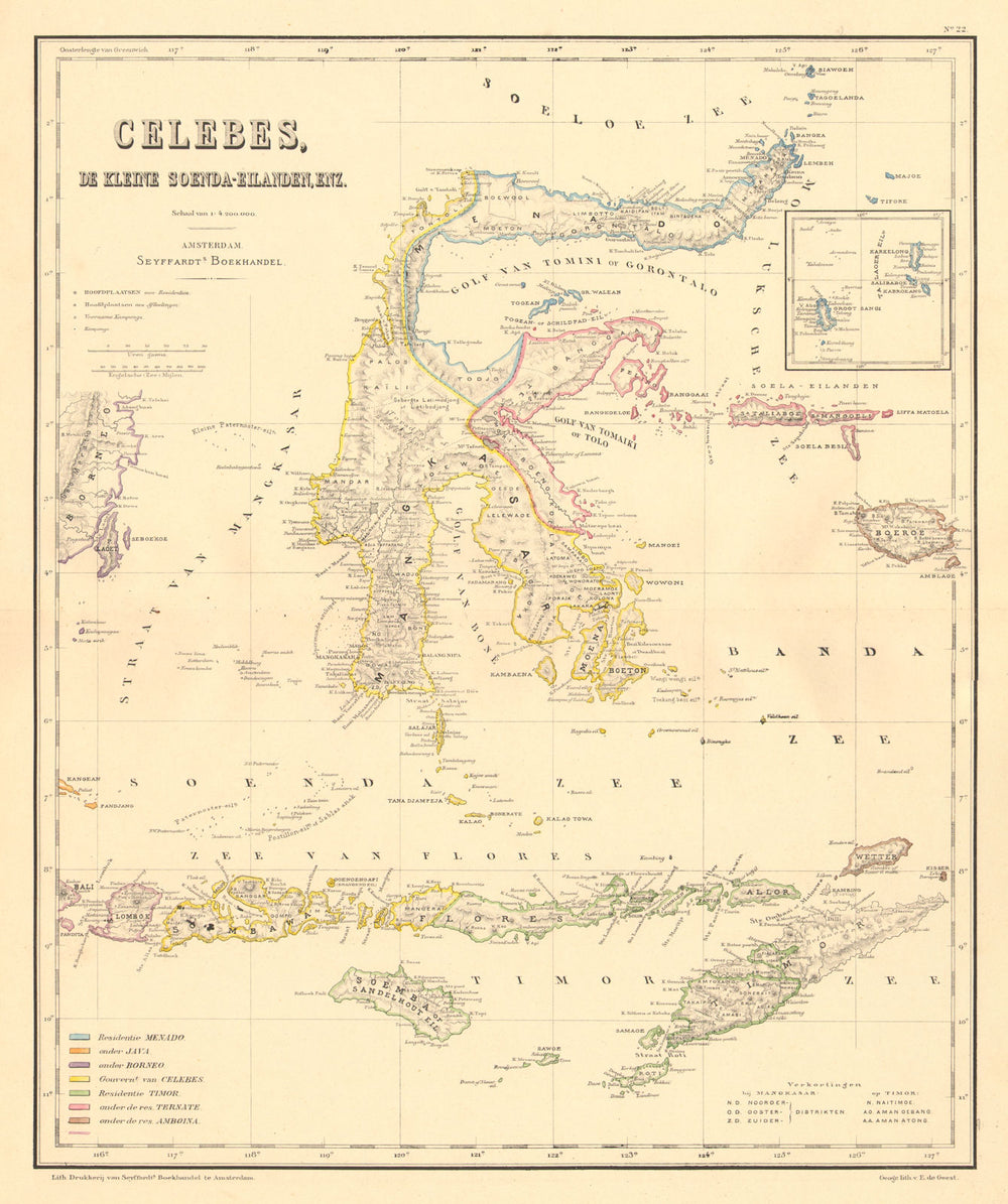 DUTCH EAST INDIES.Celebes Sulawesi & Lesser Sunda Islands.DORNSEIFFEN 1892 map
