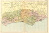 SUSSEX. County map. Parliamentary constituencies divisions. Railways. BACON 1902